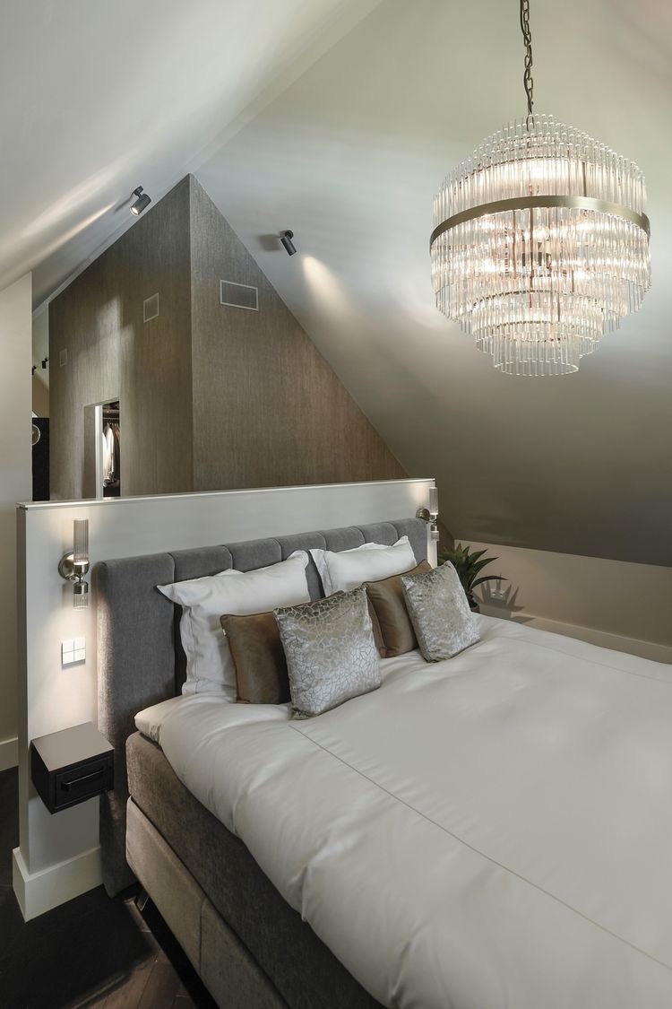 ثريا Rylight 13-Light كريستالية قابلة لتعديل الضوء باللون النحاسي