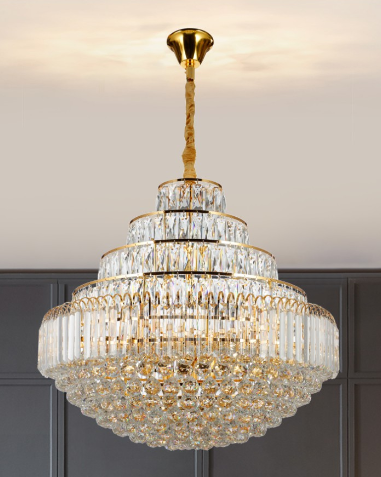 Rylight 5-laags ronde kristallen regendruppel-gelaagde kroonluchter