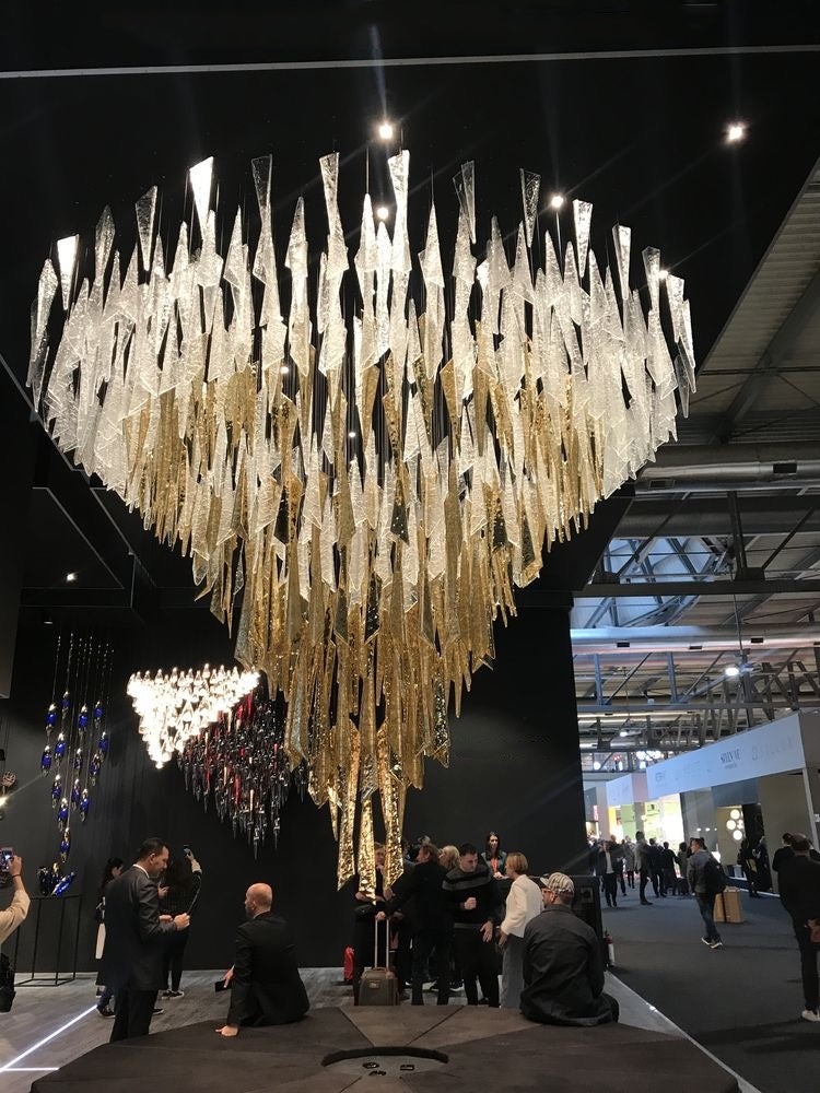 Rylight Golden Gradient Design Crystal Chandelier with Ice-like Texture
