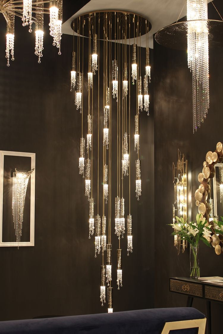 Rylight 7/9/12/18/21/27/38-Light Italian Modern Creative Silver Pendant Light Fixture