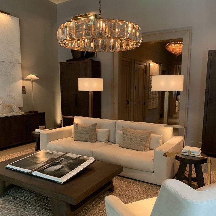 Rylight 4/7/10/14-Light Round Crystal Chandelier in Brass/Black Finish