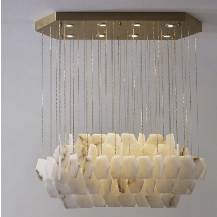 ثريا زجاجية سداسية رايلايت بلمسة نهائية من النحاس