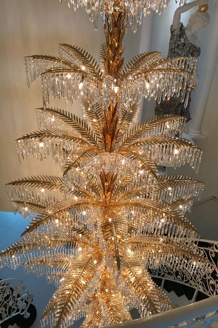 Rylight luxe stijl gouden palmboom kristallen kroonluchter