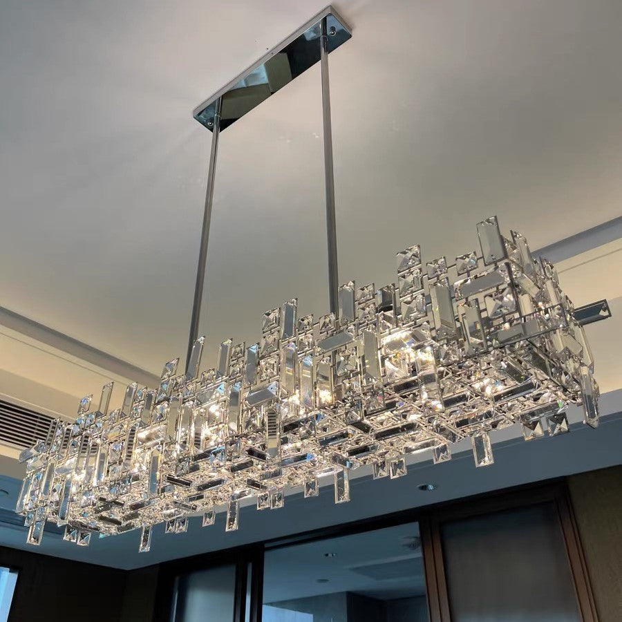 Rylight Linear/Square Irregular Crystal Pendant Chandelier