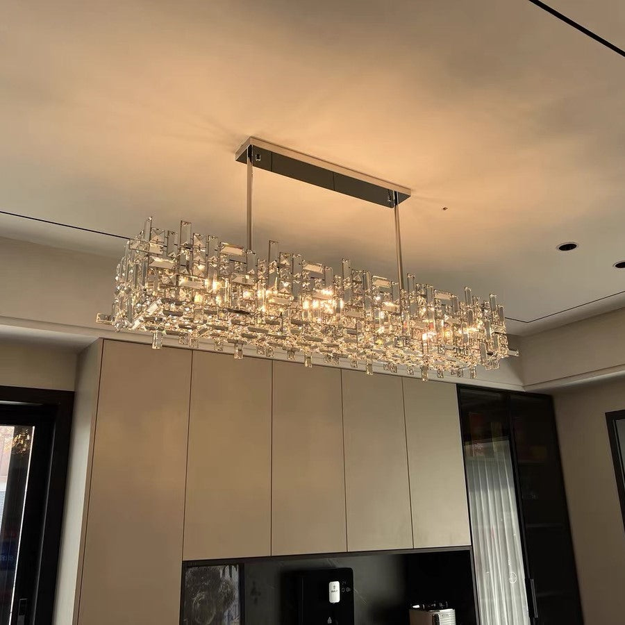 Rylight Linear/Square Irregular Crystal Pendant Chandelier