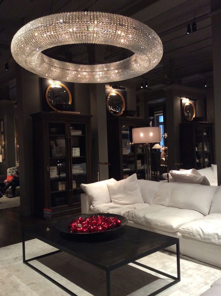 Rylight 9/12/16/18/25/30-ثريا حلقية كريستالية خفيفة باللون الفضي/الذهبي