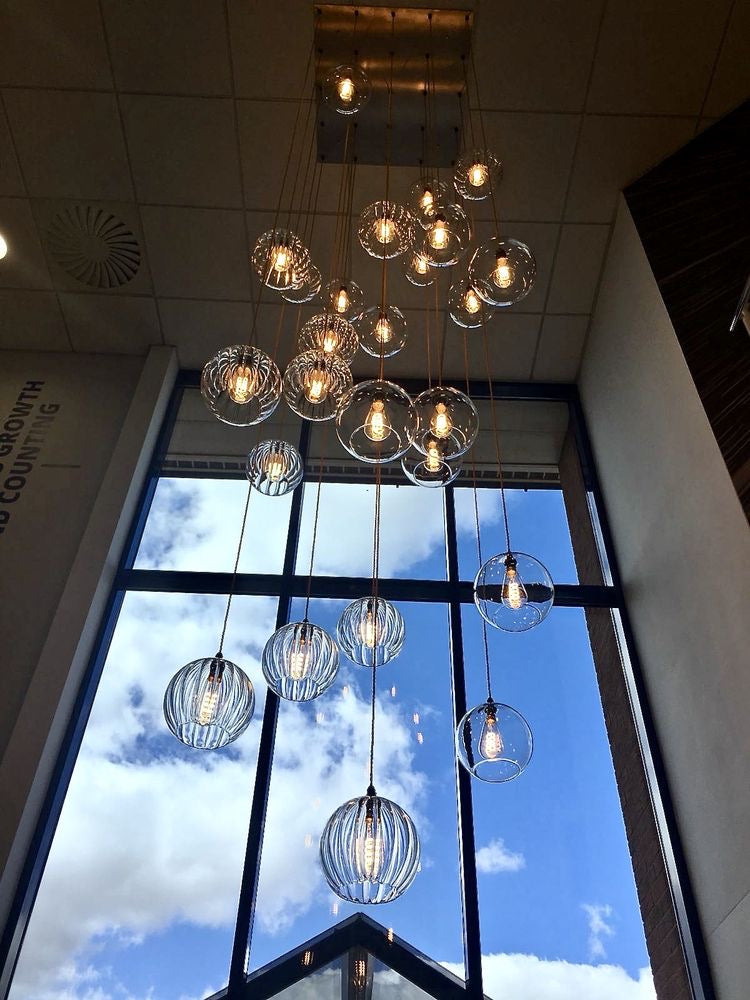 Rylight 9/16/25/36/49-ثريا متدلية من الزجاج الشفاف الخفيف