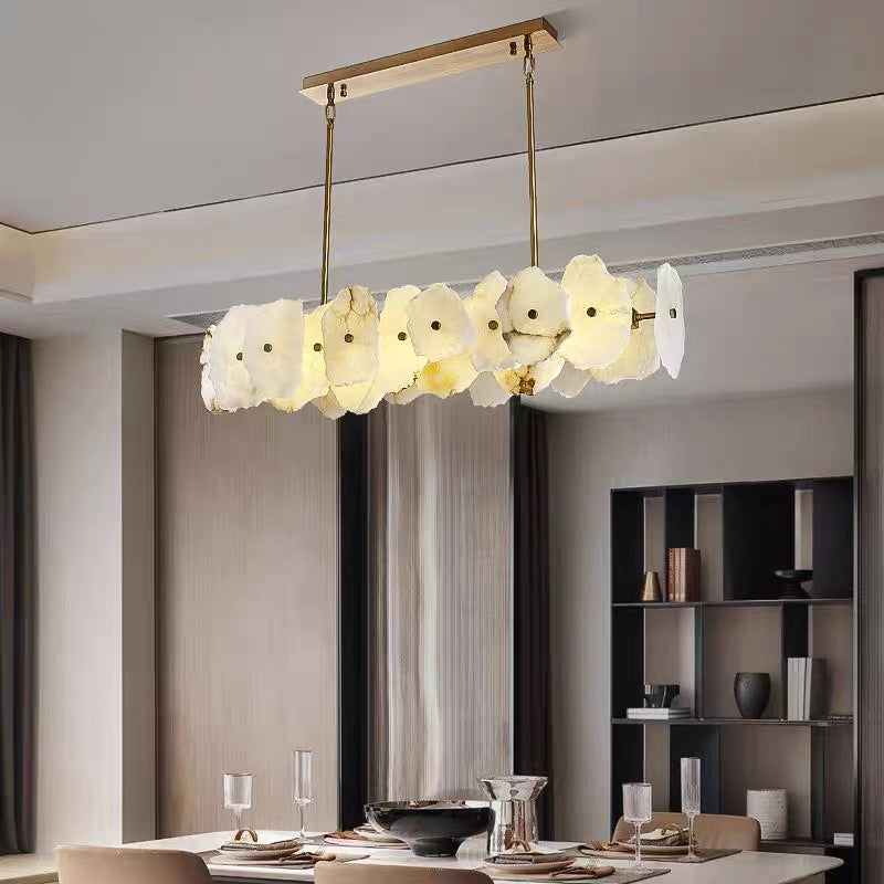 Modern Round/Linear Natural Marble Chandelier for Living Room/Dining Room/Kitchen Island