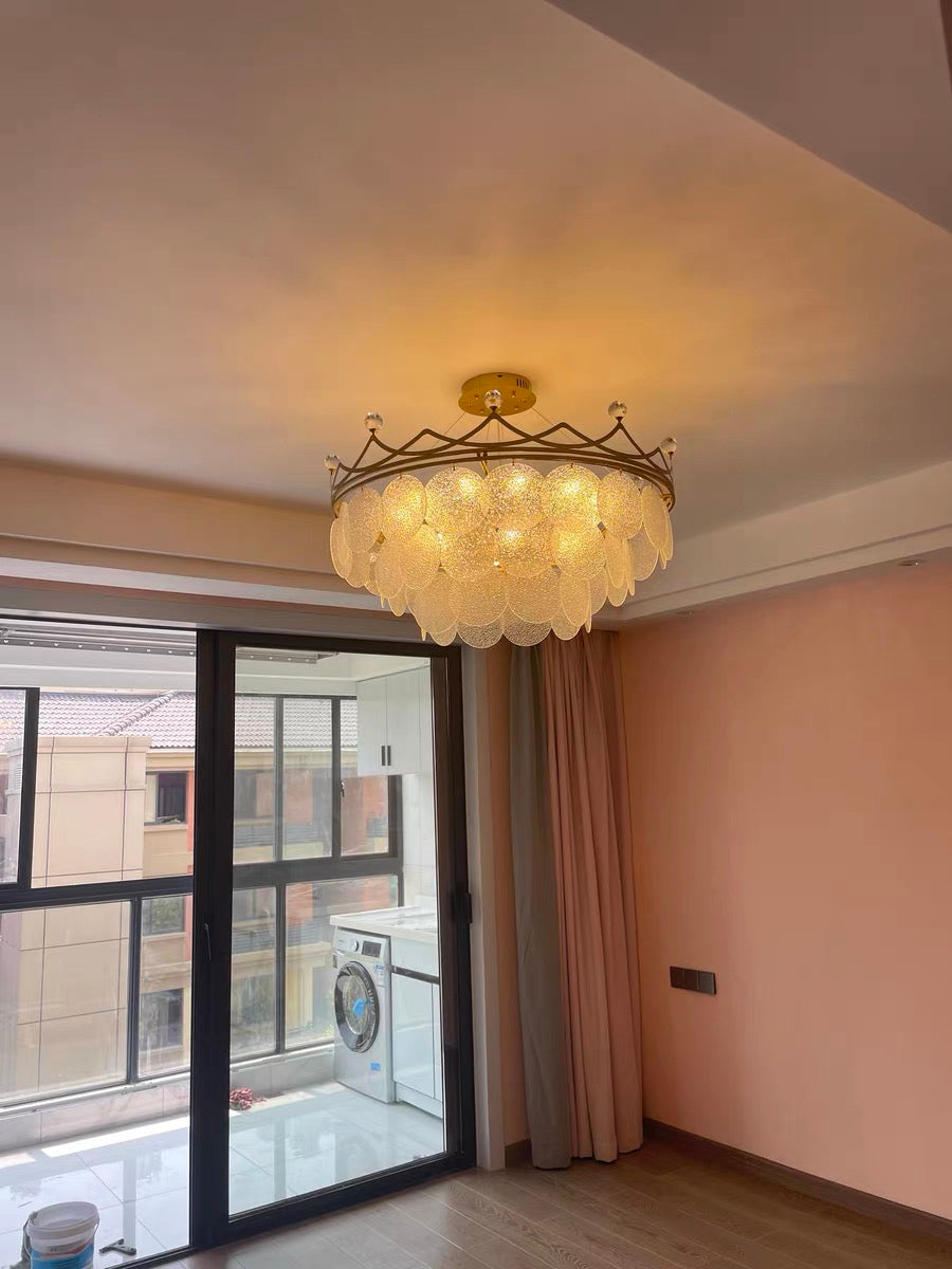 Modern Light Luxury Crown Glass Chandelier for Living Room/Bedroom