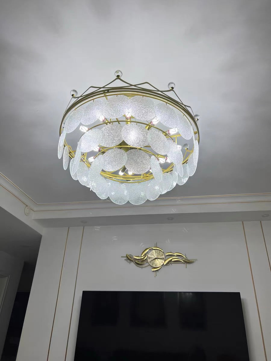 Modern Light Luxury Crown Glass Chandelier for Living Room/Bedroom