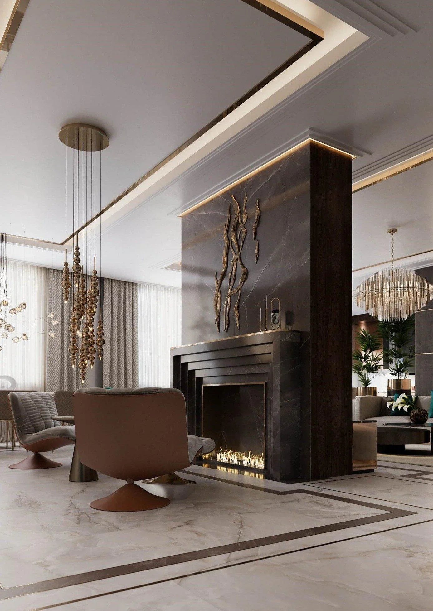 Modern Creative Black/Gold Cluster Glass Pendant Lamp