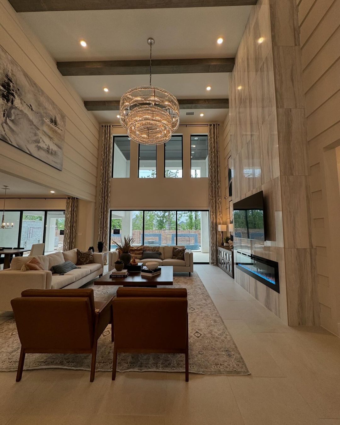 Rylight 2-laags ronde handgemaakte gecanneleerde glazen kroonluchter