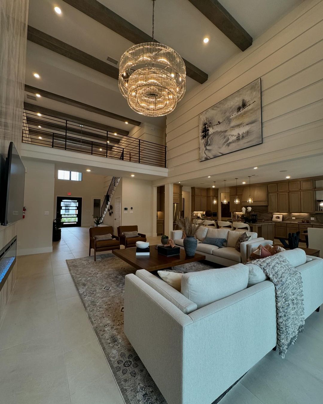 Rylight 2-laags ronde handgemaakte gecanneleerde glazen kroonluchter