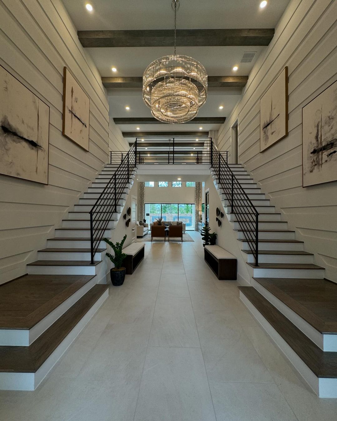 Rylight 2-laags ronde handgemaakte gecanneleerde glazen kroonluchter