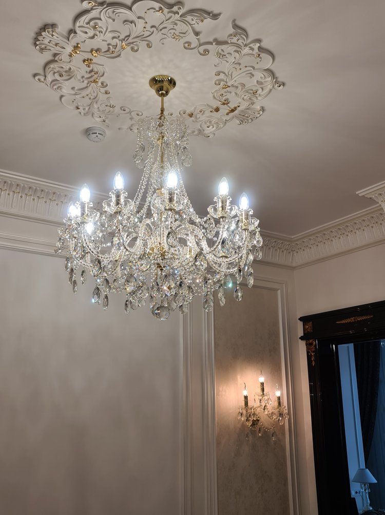 Rylight 6/8/10/12/18-lichte kaars keizerlijke kristallen kroonluchter in zilver/gouden afwerking