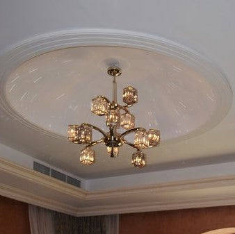 ثريا كريستال مستطيلة فاخرة ذات 12 ضوء من رايلايت