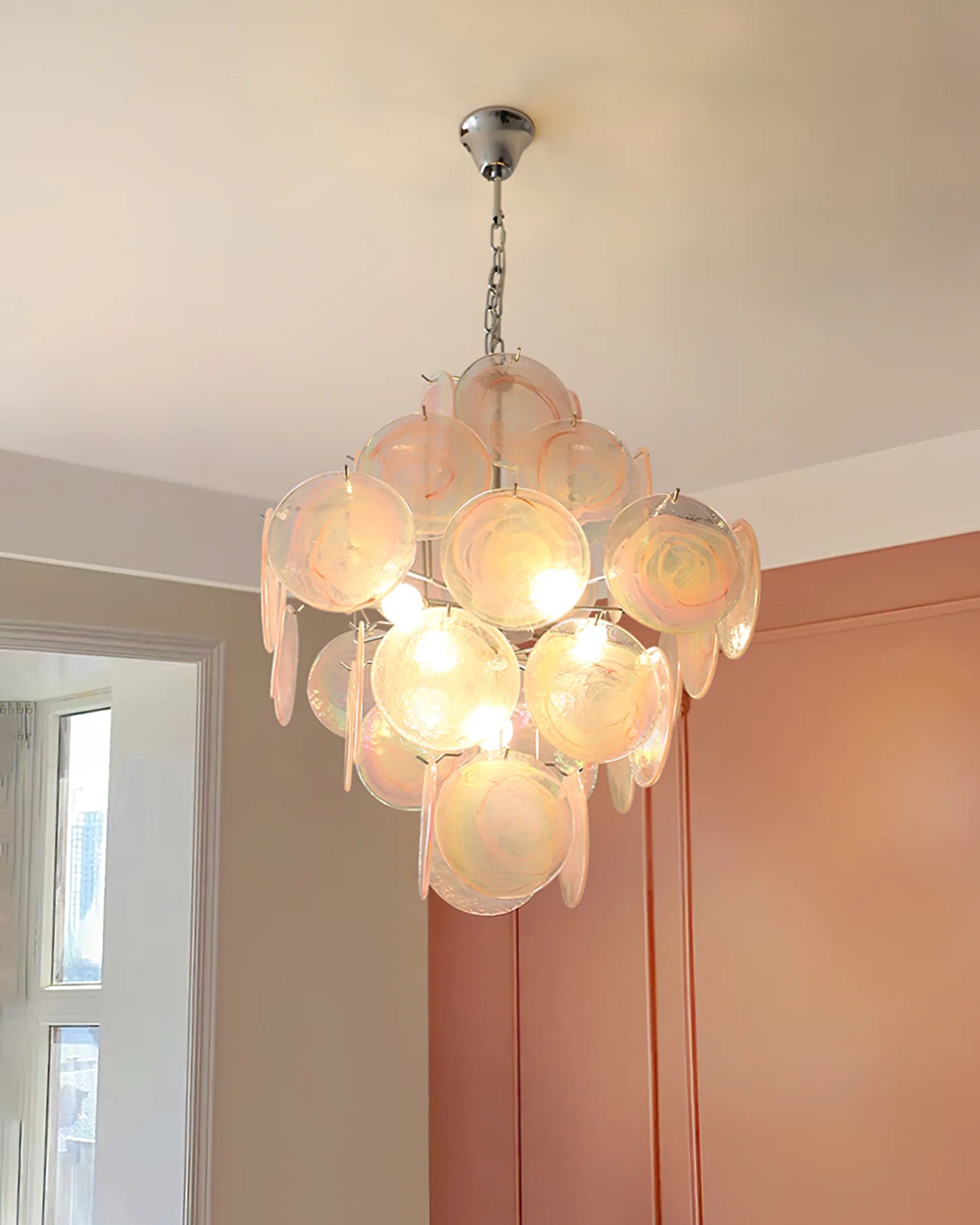 Rylight 4/5-Tier Pink Murano Glass Chandelier
