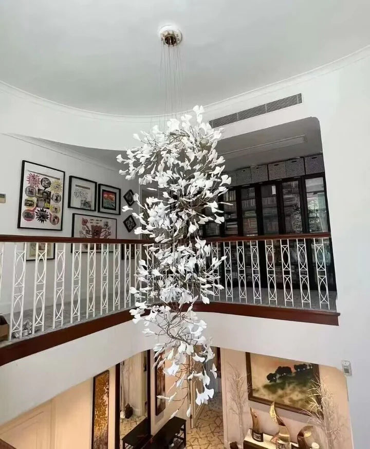 Rylight Oversized Creatieve Mode Ginkgo Bladeren Keramische Porseleinen Kroonluchter