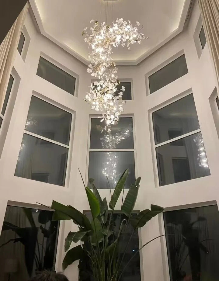 Rylight Oversized Creatieve Mode Ginkgo Bladeren Keramische Porseleinen Kroonluchter