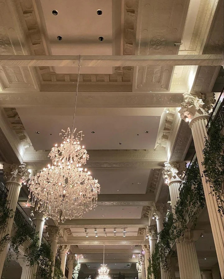 Rylight Extra Large Traditional Multi-layers Candle Branch Chrome/Gold Crystal Chandelier