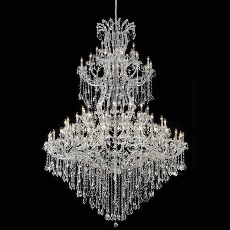 Rylight Extra Large Traditional Multi-layers Candle Branch Chrome/Gold Crystal Chandelier