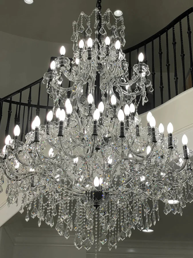 Rylight Extra Large Traditional Multi-layers Candle Branch Chrome/Gold Crystal Chandelier