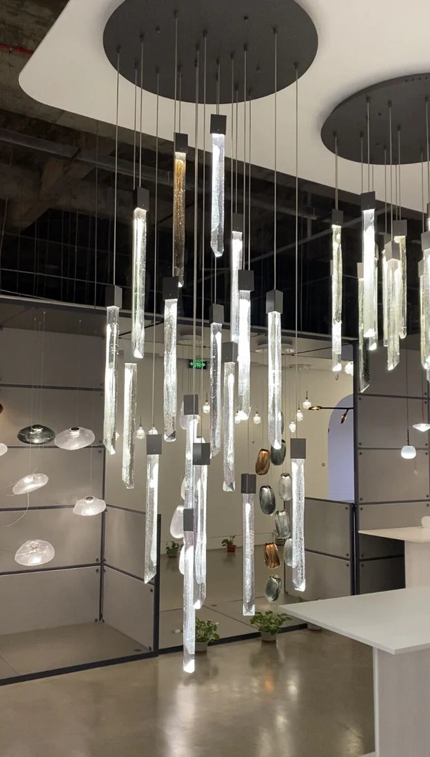 Rylight 10/15/17/Custom-Light zwarte kristallen staven kroonluchter