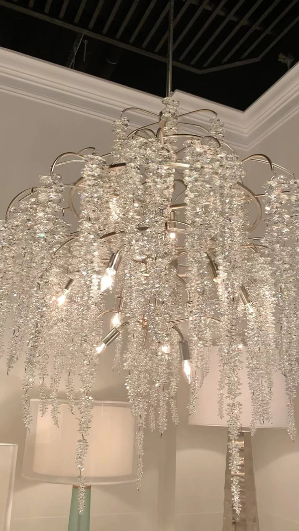 Rylight Elegant Flower Branch Crystal Chandelier in Chrome Finish