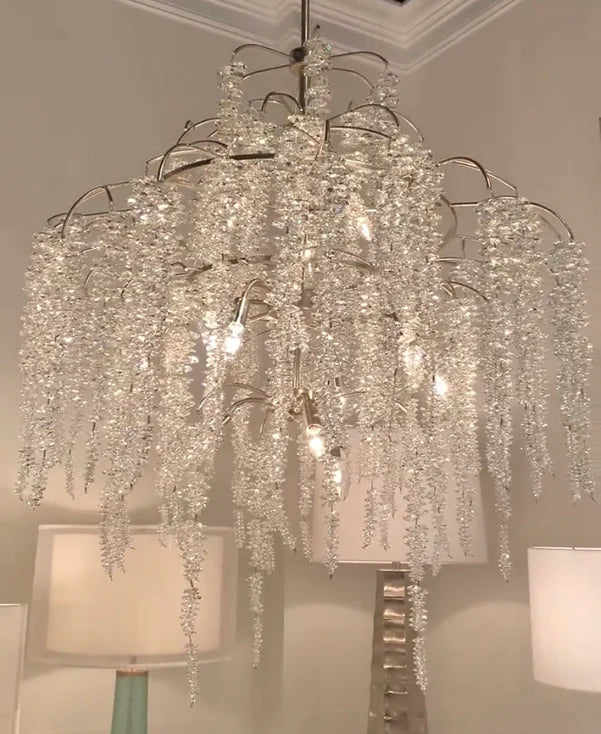Rylight Elegant Flower Branch Crystal Chandelier in Chrome Finish