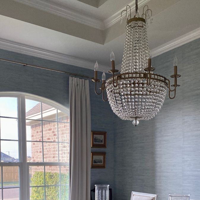 ضوء شمعة على شكل ثريا كريستالية كلاسيكية من رايلايت مع لمسة نهائية من النحاس