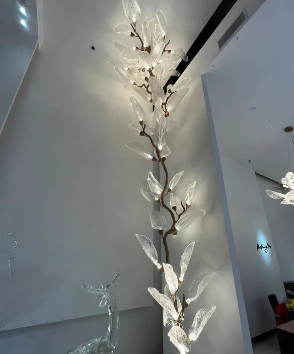 Rylight Flush Mount/Round/Linear Bionic Resin Leaves Chandelier