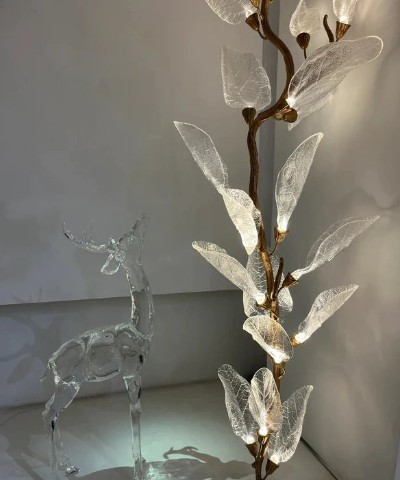 Rylight Flush Mount/Round/Linear Bionic Resin Leaves Chandelier