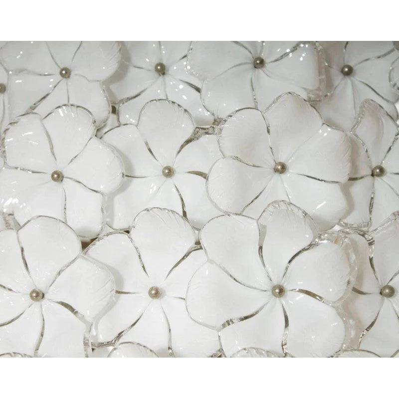 Rylight 44-Light White Glass Flowers Chandelier