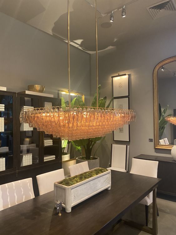 Rylight 6/8/10/13-Tier Clear/Amber Glass Round/Rectangular Chandelier