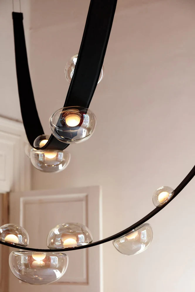 Rylight 1/2-Leather Belt Glass Chandelier