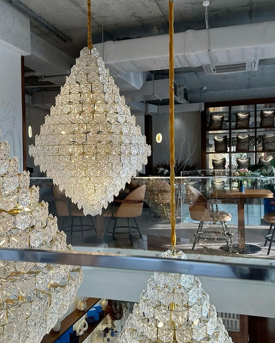 Rylight Pinecone Shaped Multi-tiered Hexagonal Glass Chandelier