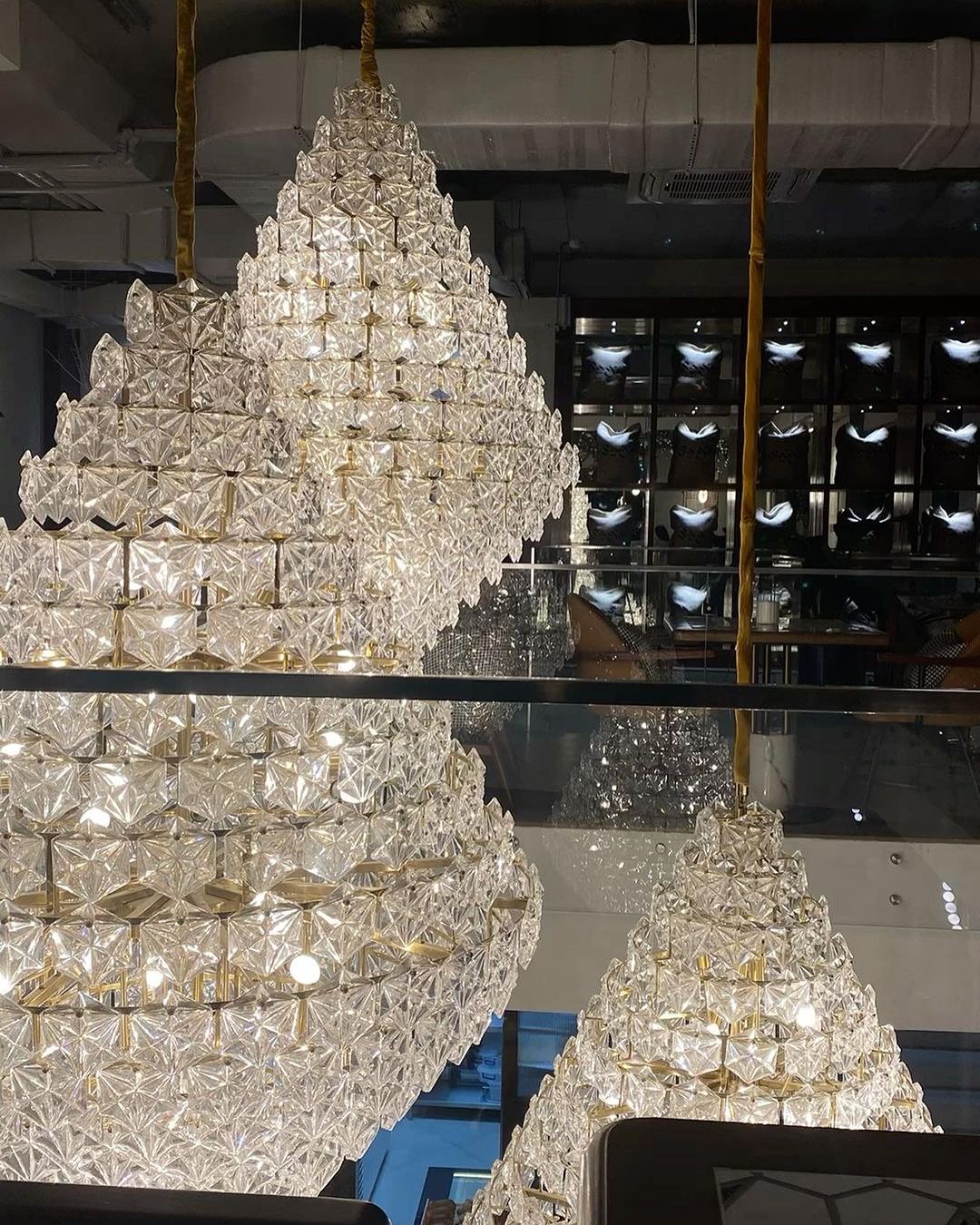 Rylight Pinecone Shaped Multi-tiered Hexagonal Glass Chandelier