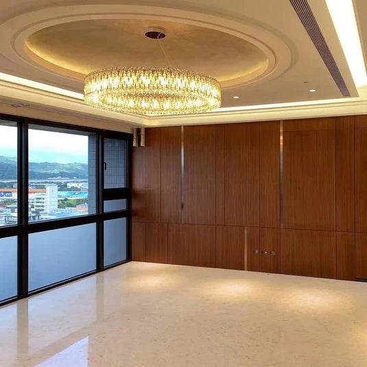 Rylight 1-Tier Round Crystal Beads Drum Chandelier