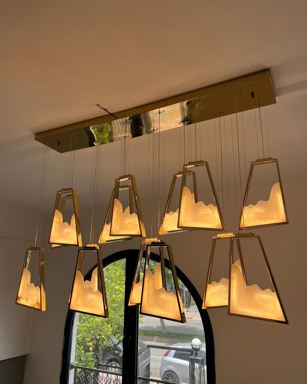 Rylight Modern Luxury Marble Chandelier in Gold Finish