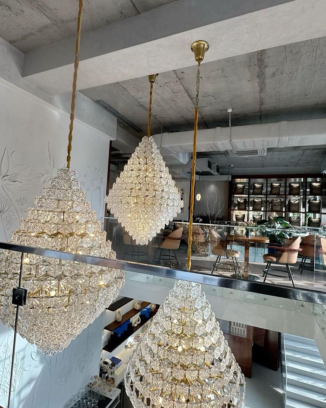 Rylight Pinecone Shaped Multi-tiered Hexagonal Glass Chandelier