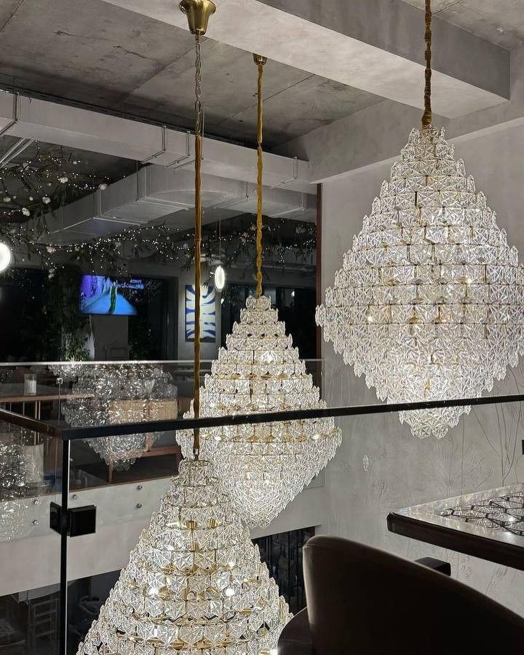 Rylight Pinecone Shaped Multi-tiered Hexagonal Glass Chandelier