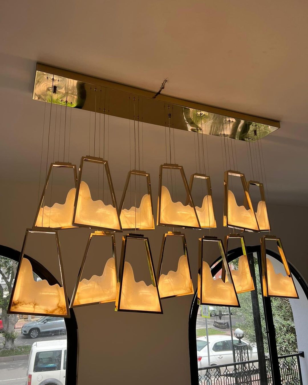 Rylight Modern Luxury Marble Chandelier in Gold Finish