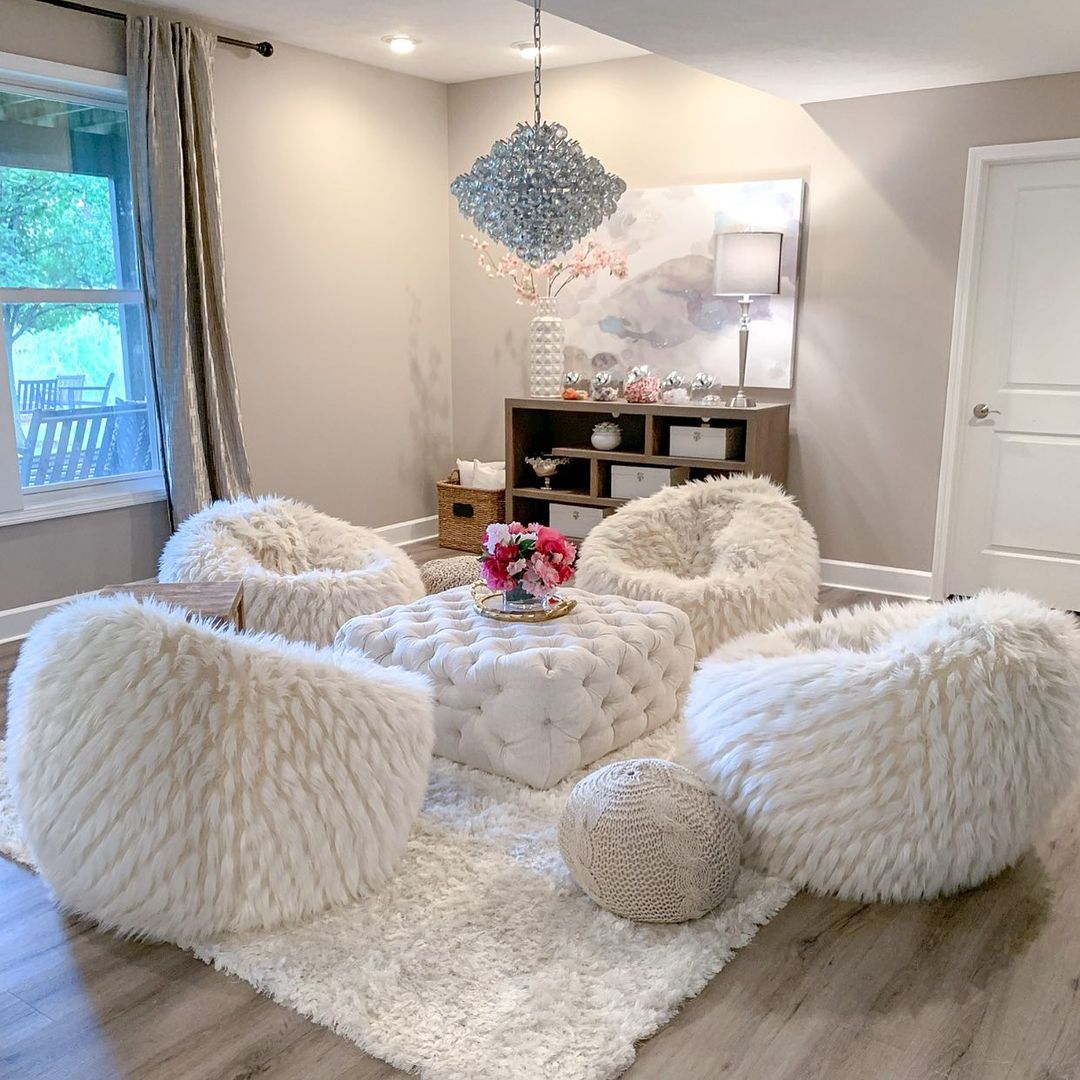 Winter Fox Faux Fur Bean Bag Chair