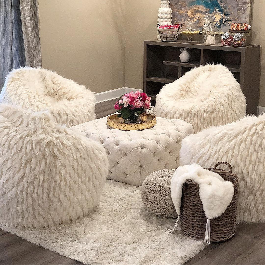 Winter Fox Faux Fur Bean Bag Chair