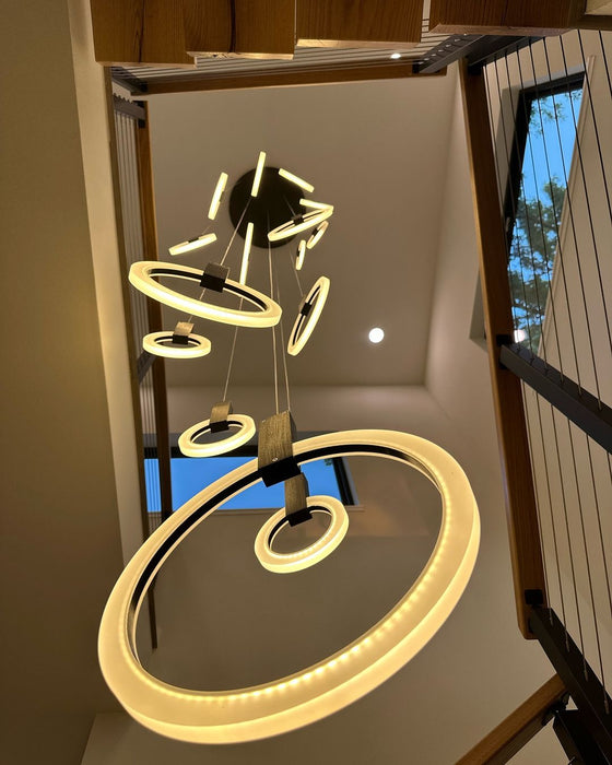 Nordic Postmodern Muti-Rings Rotating Creative For Staircase/Dinging Room