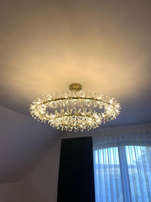 Rylight 1/2-Ring Round/Linear Frozen Ice Crystal Chandelier