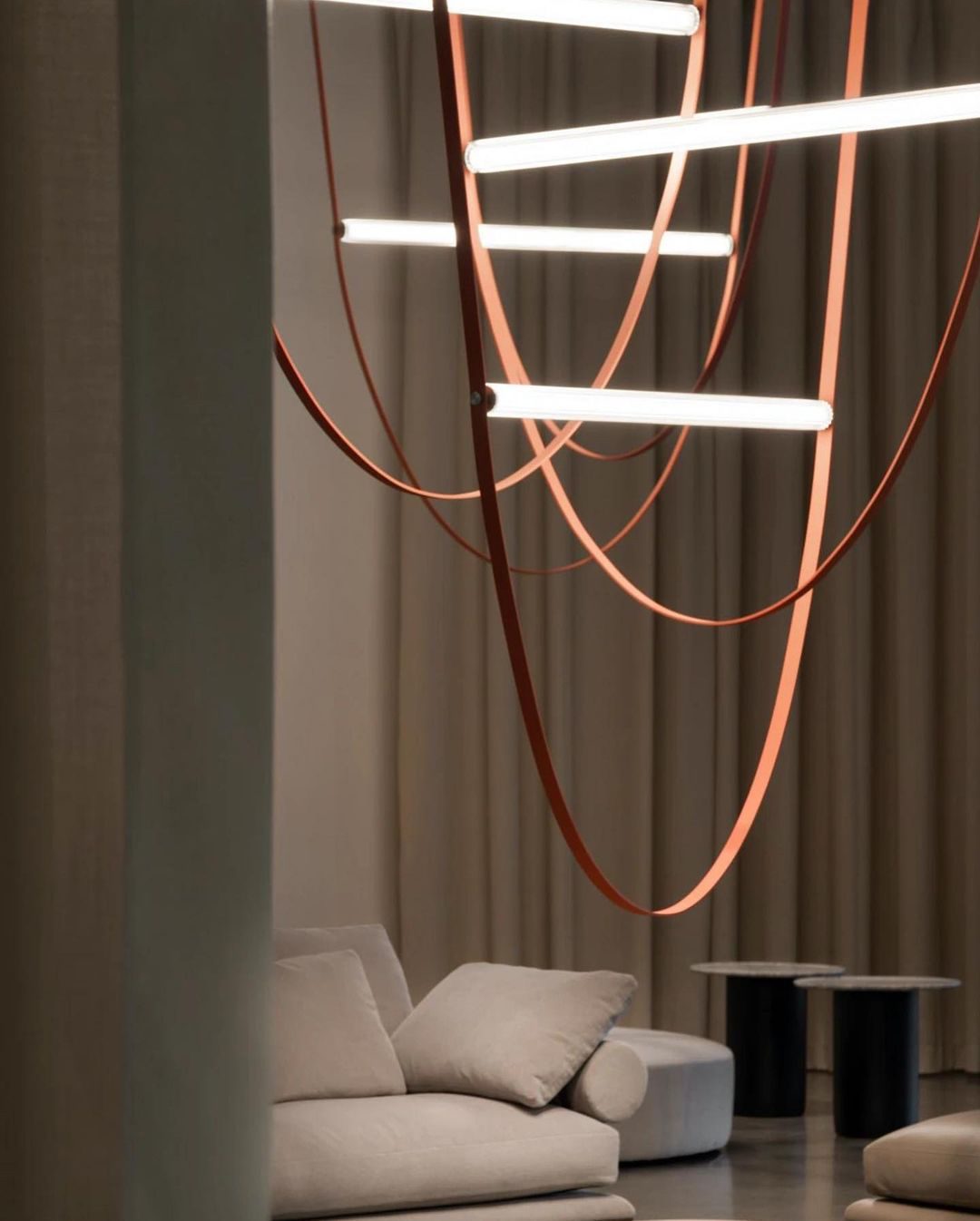 Rylight Designer U-shaped Belt Lamp LED Glass Tube Chandelier