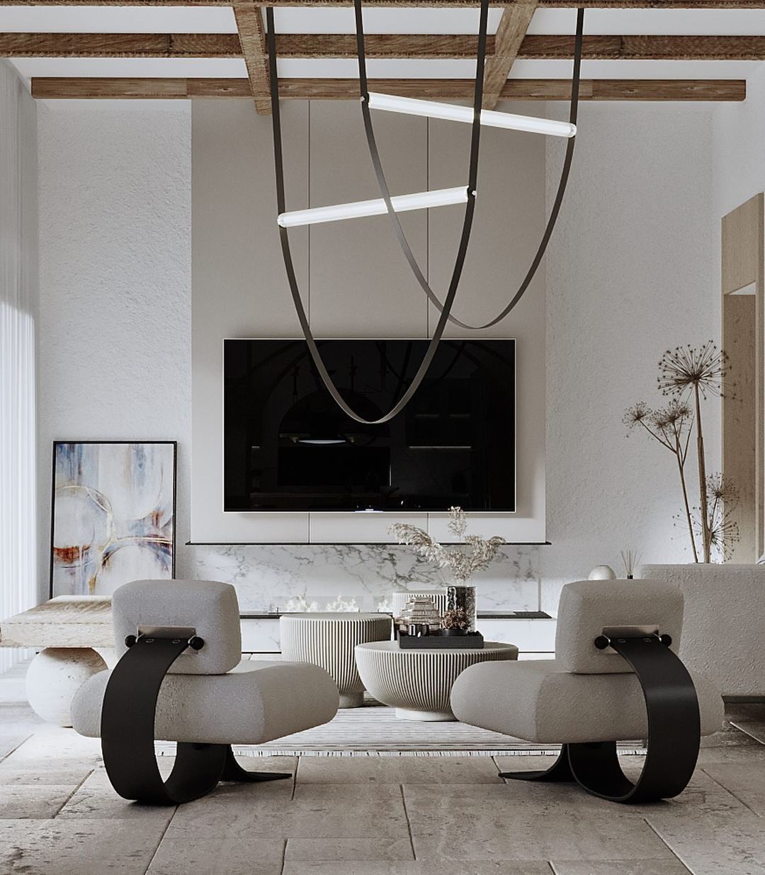 Rylight Designer U-shaped Belt Lamp LED Glass Tube Chandelier