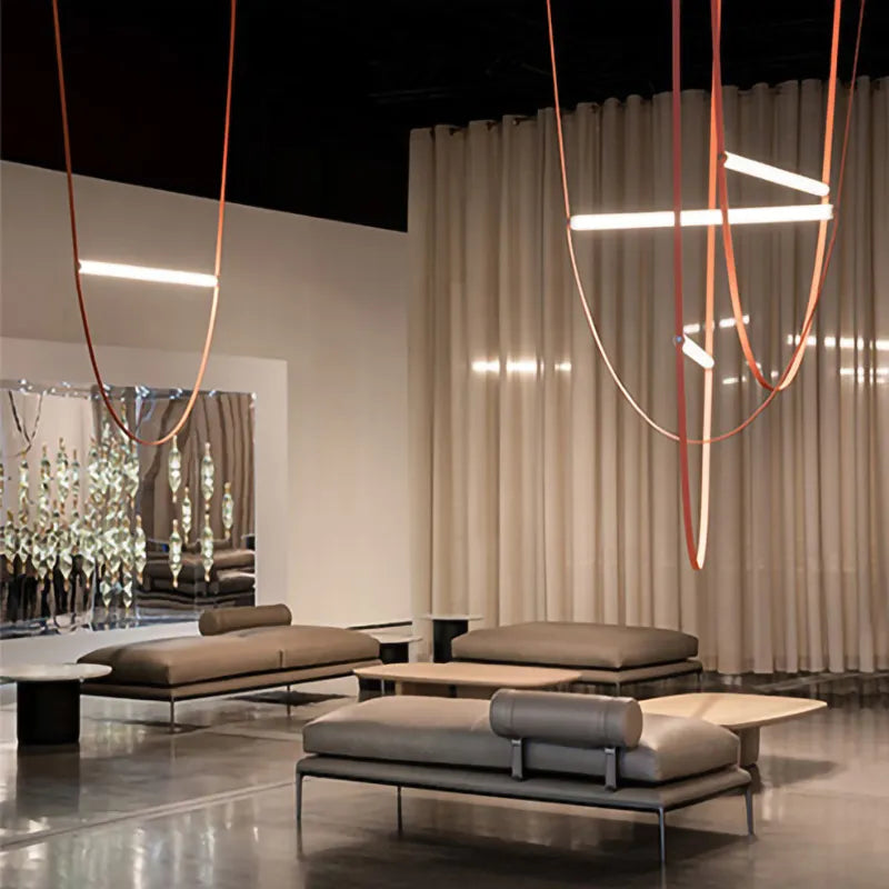 Rylight Designer U-shaped Belt Lamp LED Glass Tube Chandelier