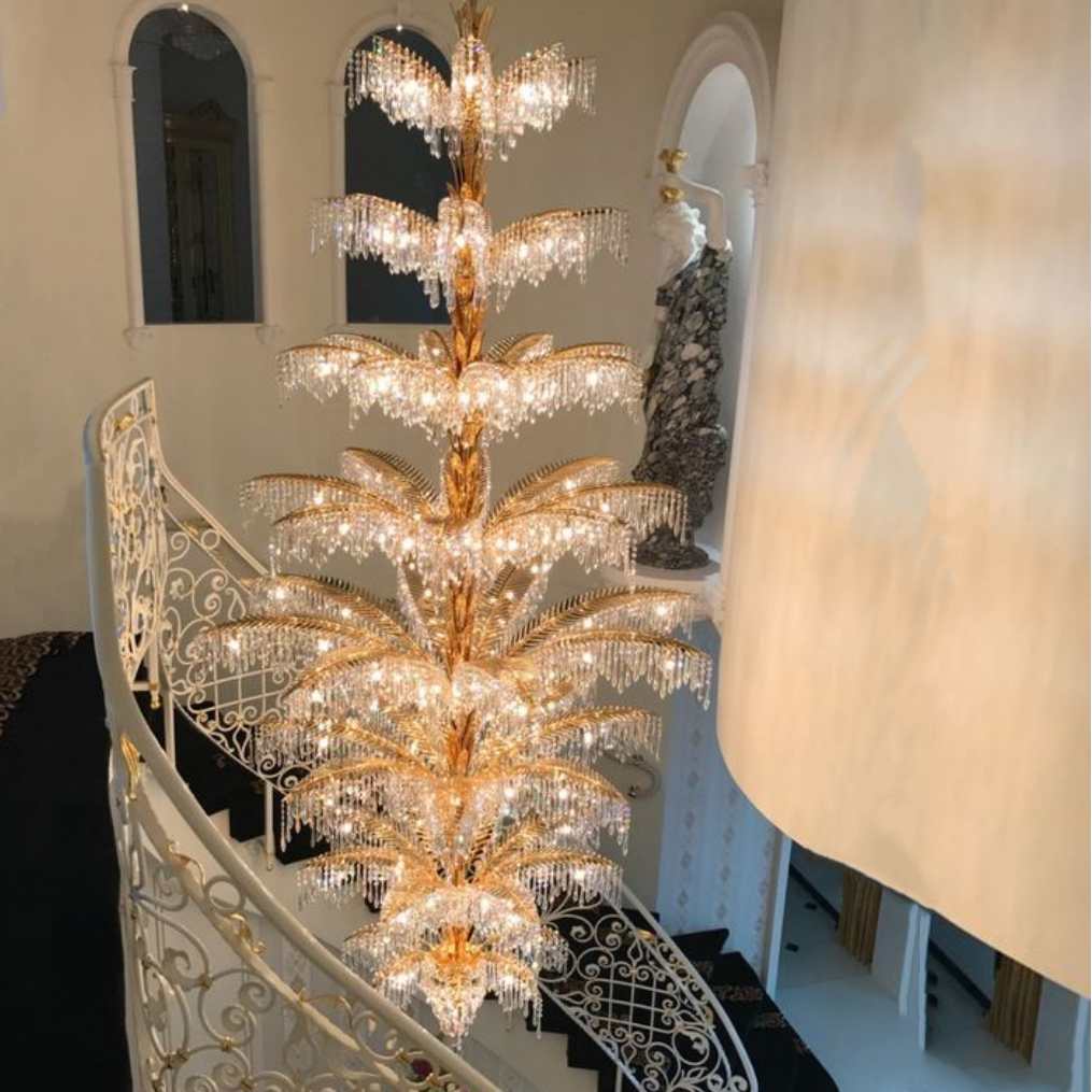 Rylight luxe stijl gouden palmboom kristallen kroonluchter